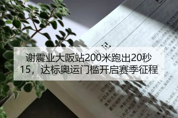 谢震业大阪站200米跑出20秒15，达标奥运门槛开启赛季征程